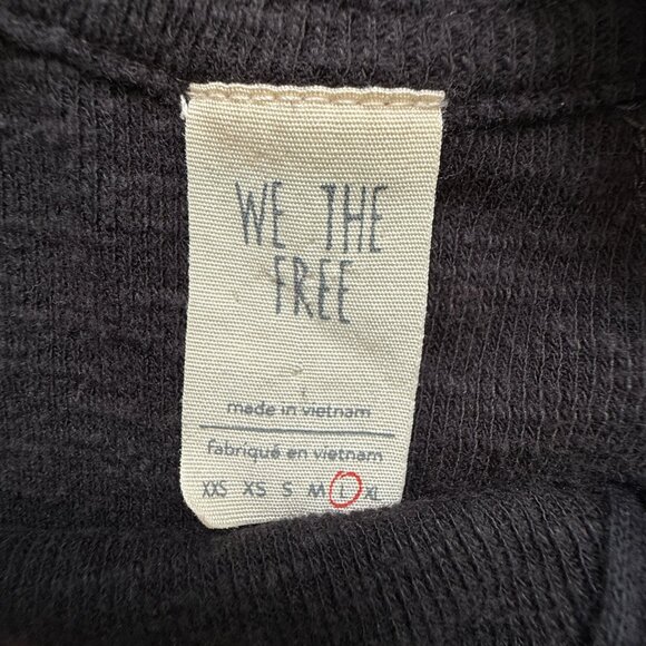 Free People Don't Forget Me Large Knit Button Detail Off The Shoulder Tee, Black - Picture 8 of 10